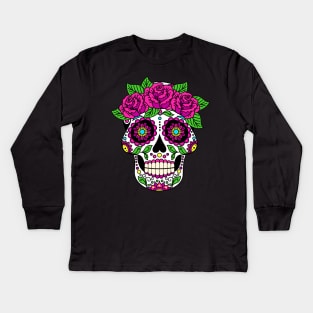 Flower Skull Floral Skeleton Kids Long Sleeve T-Shirt